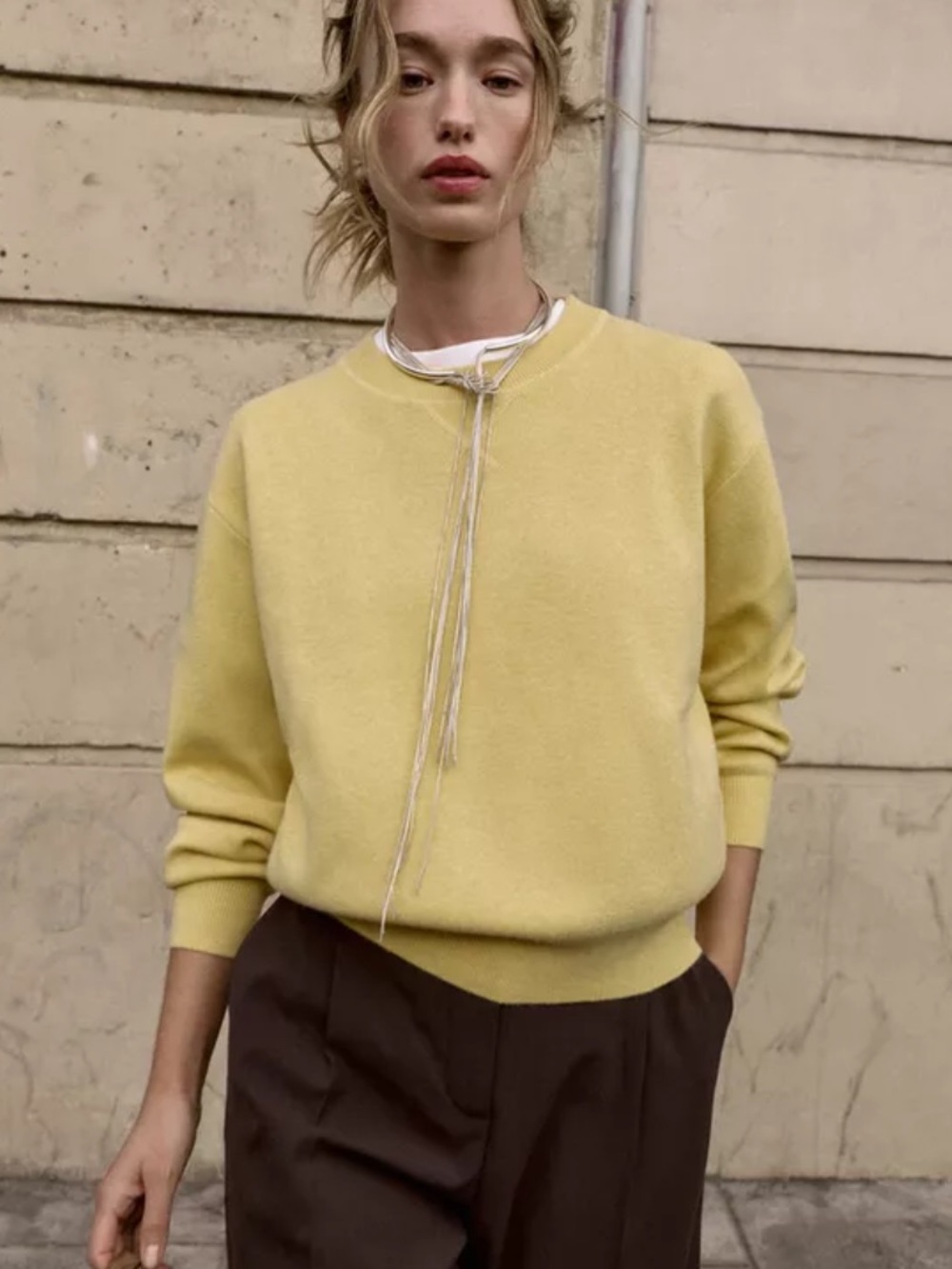 Zara Plain Knit Sweater in Mid-Yellow, sz Medium, NWOT